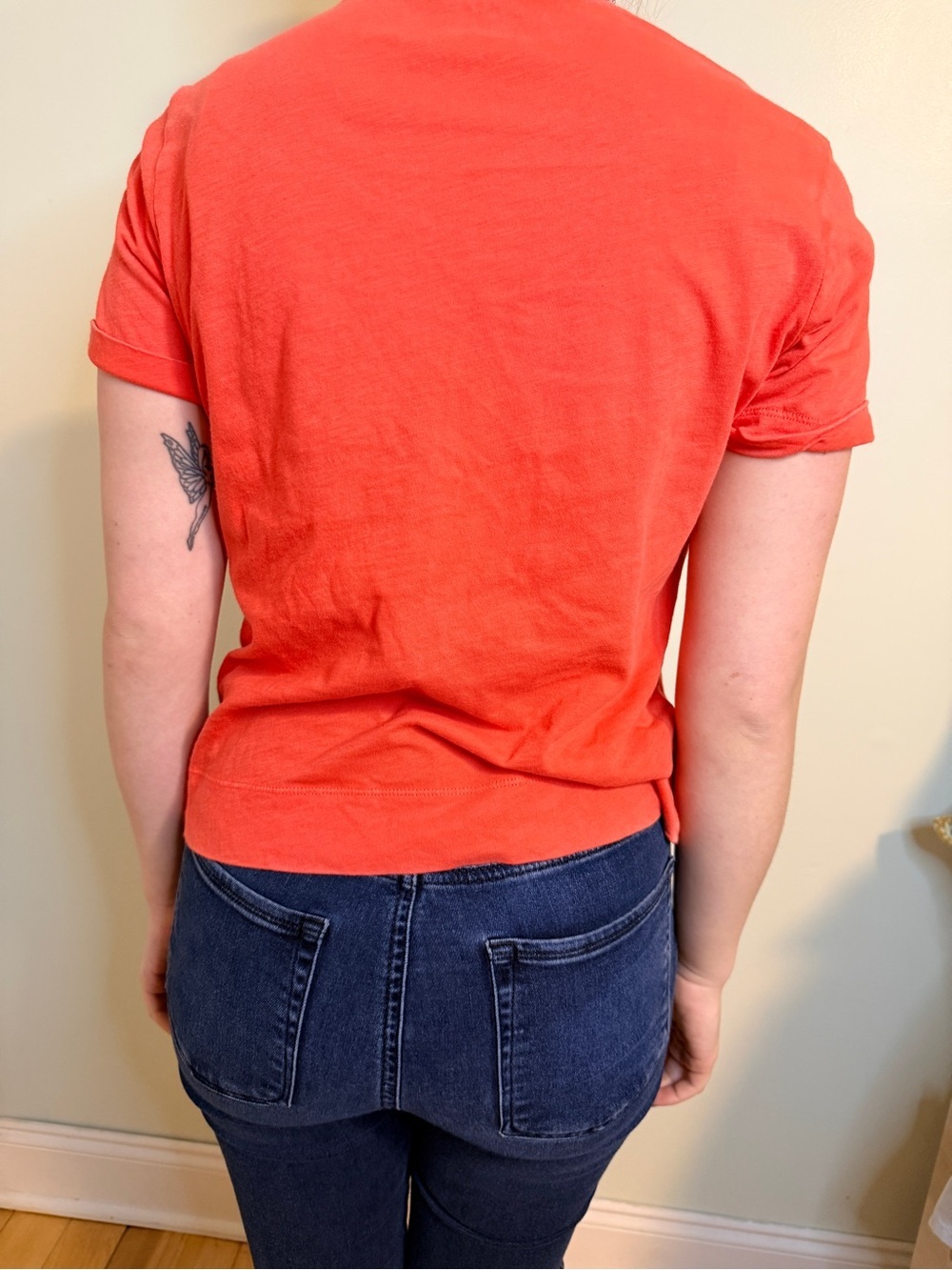 Athleta Orange Pocket Tee T-Shirt Size Small 100% Cotton - Picture 2 of 6